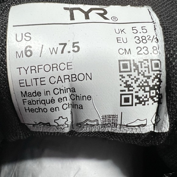 TYR TYRFORCE Elite Carbon Shoes M 6 / W 7.5 Black Gold Weightlifting Worn Once - Picture 3 of 9